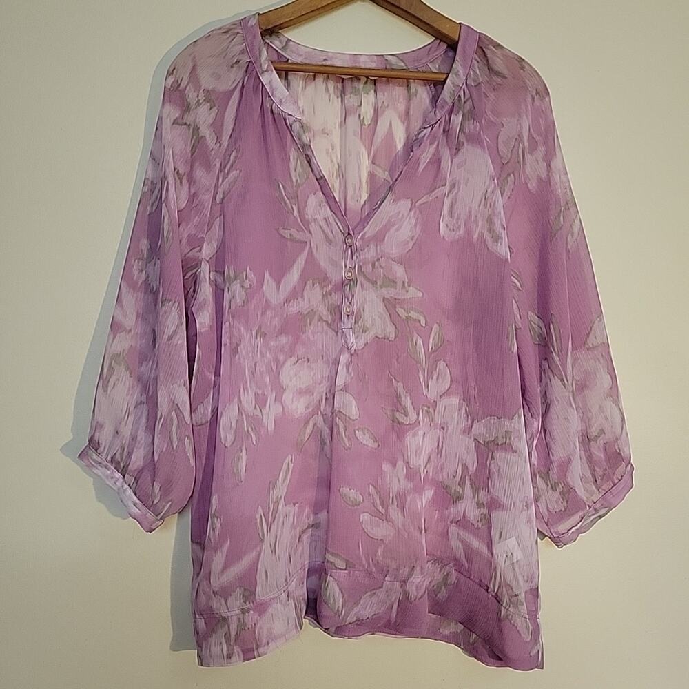 New York & Company Women's L Floral Sheer Fairy Romantic Boho Whimsy Cottagecore